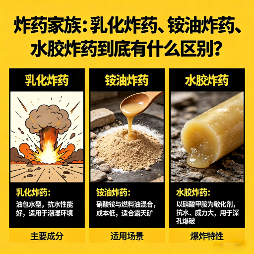 桥头镇炸药家族：乳化炸药、铵油炸药、水胶炸药到底有什么区别？